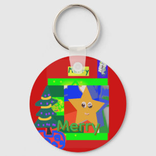 Chaveiro Nome Verde Alegre no Natal Vermelho