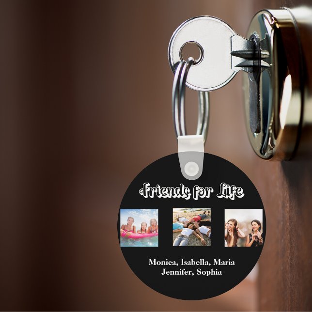 Chaveiro Nomes de fotos BFF dos melhores amigos preto branc (Criador carregado)
