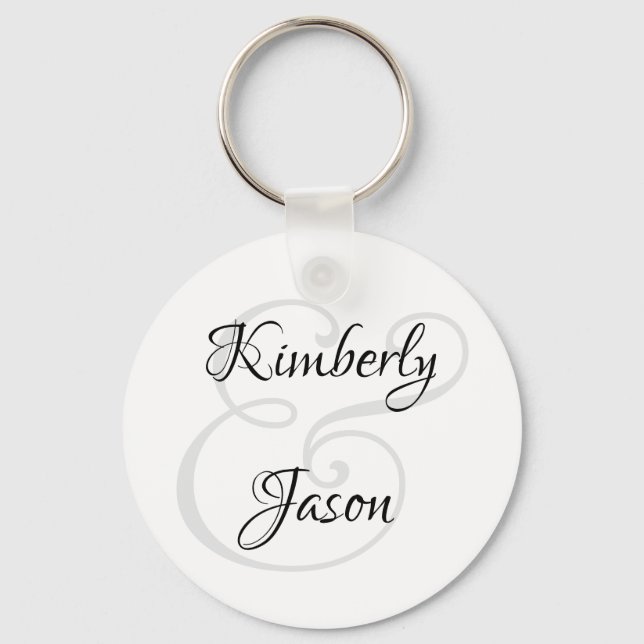 Chaveiro Nomes dele e dela em letra manuscrita preta e cinz (Frente)