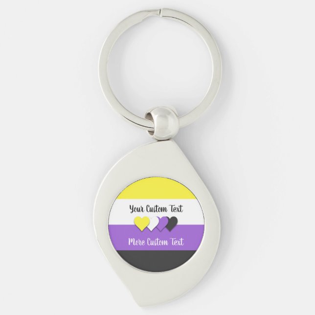 Chaveiro Non-binary pride flag with hearts keychain (Frente)