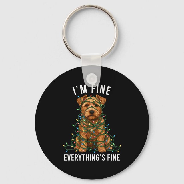Chaveiro Norfolk Terrier Christmas I'm Fine Everything Is F (Frente)