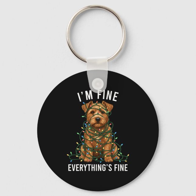 Chaveiro Norfolk Terrier Christmas I'm Fine Everything Is F (Frente)