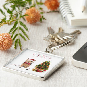 Chaveiro Norfolk Terrier Engraçado Cachorro de Natal com Ár