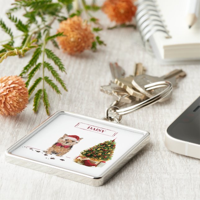 Chaveiro Norfolk Terrier Engraçado Cachorro de Natal com Ár (Lateral)