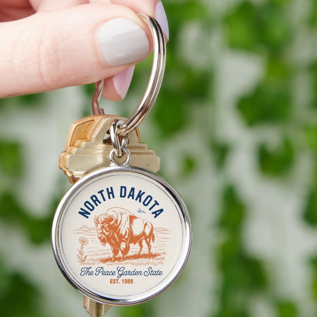 Chaveiro North Dakota Bison | The Peace Garden State (Criador carregado)