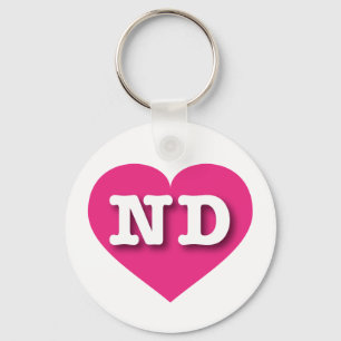 Chaveiro North Dakota Hot Pink Heart - Eu amo ND