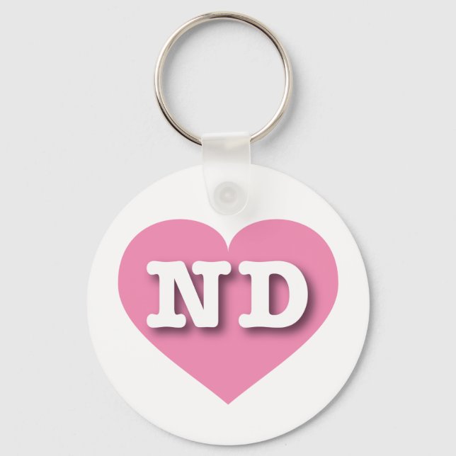 Chaveiro North Dakota Pink Heart - Eu amo ND (Frente)