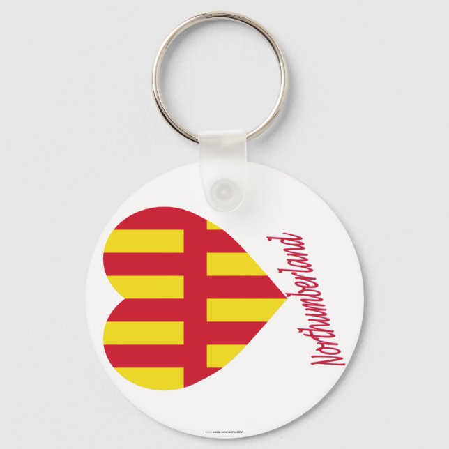 Chaveiro Northumberland Flag Heart com Nome (Frente)