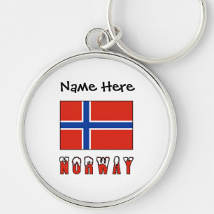 Chaveiro Noruega e Bandeira Norueguesa Personalizadas 