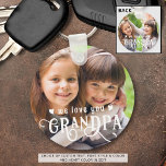 Chaveiro Nós Te Amo Vovô 1-2 Fotografias Personalizadas Cor<br><div class="desc">Crie um presente especial de chaveiro de fotos para um maravilhoso avô com 1 ou 2 fotos (uma de cada lado) e NÓS AMOS VOCÊ GRANDPA em uma tipografia moderna e rico, acentuada com corações na sua escolha de cores para destacar sua(s) foto(s). Um presente maravilhoso de seu neto ou...</div>