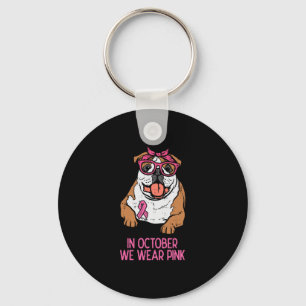 Chaveiro Nós Vestimos Inglês Rosa Bulldog Cancer de Mama Aw