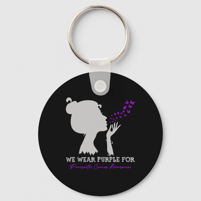 Chaveiro Nós Vestimos Roxo Para A Consciência Do Câncer de  (Frente)