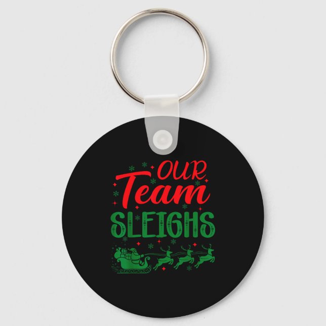 Chaveiro Nossa Equipe Derruba Piadas Natal Trabalho Equipe  (Frente)