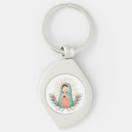 Chaveiro Nossa Senhora de Guadalupe com flores Estilo Kawai