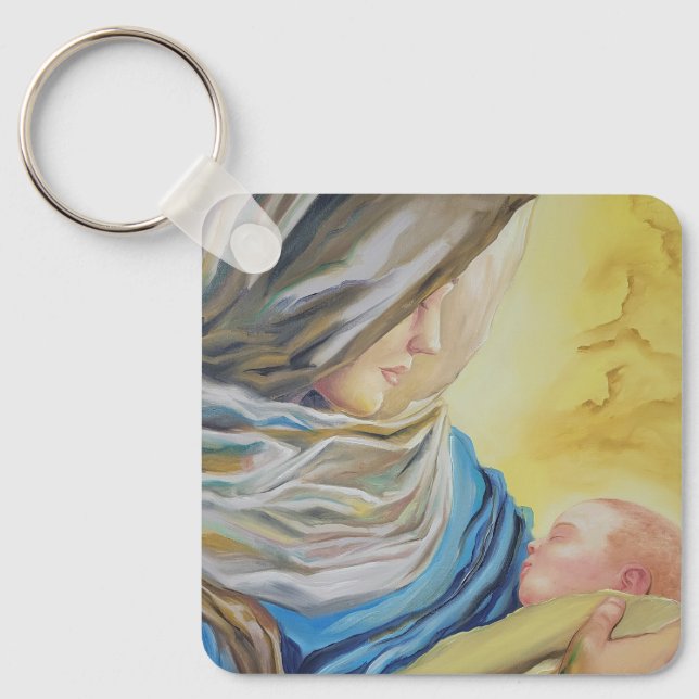 Chaveiro Nossa Senhora do Silêncio segurando Jesus bebê (Frente)