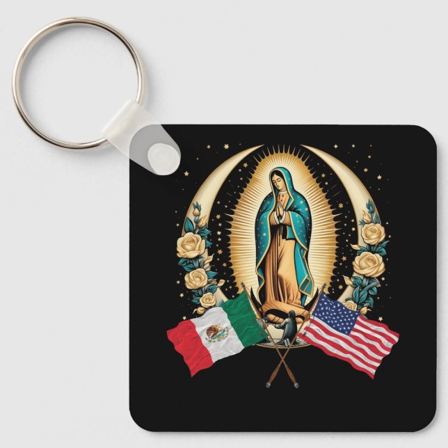 Chaveiro Nossa Senhora Virgen De Guadalupe Bandeira Mexican (Frente)
