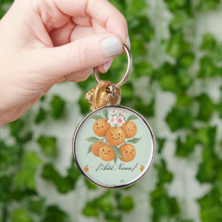 Chaveiro Nosso Pequeno Amor Laranja Mandarim Floral Aquarel
