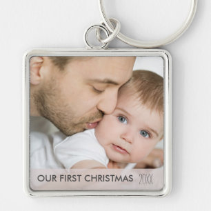 Chaveiro Nosso Primeiro Natal 2024 Novo Pai e Foto do Bebê