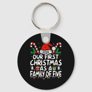 Chaveiro Nosso Primeiro Natal Como Uma Família De Cinco Ano