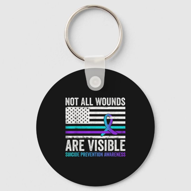 Chaveiro Not All Wounds Are Visible American Flag Suicide P (Frente)