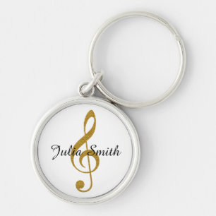Chaveiro Nota musical do ouro g-clef personalizada