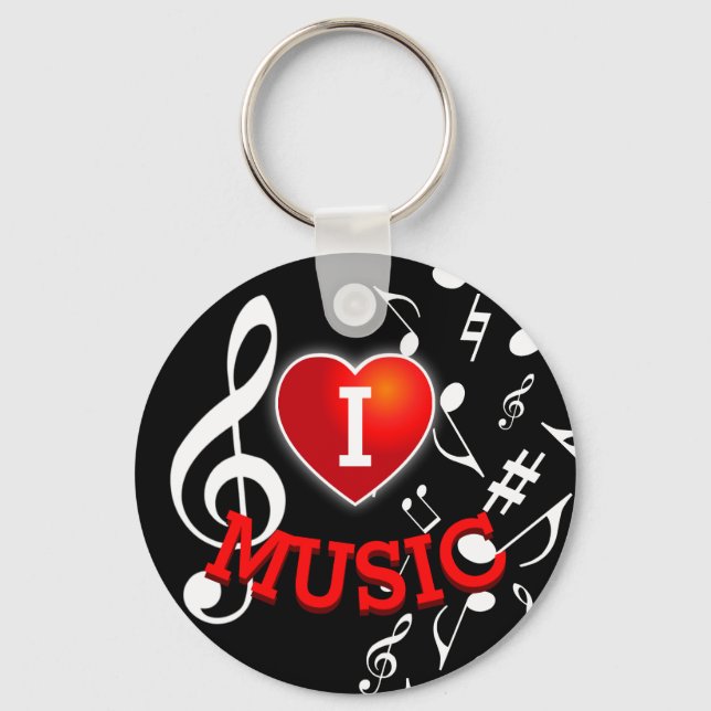 Chaveiro (NOTAS BRANCAS) I Love (Heart) Music (Heart) (Frente)