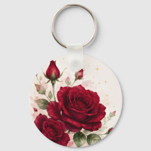 Chaveiro Notas de Amor Rosa Vermelha Floral Romântica Chave