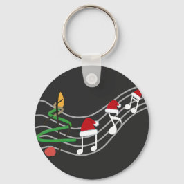 Chaveiro Notas de Música de Natal Santa Hat Treble Clef