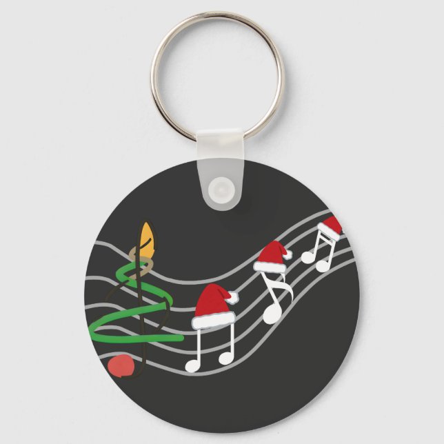 Chaveiro Notas de Música de Natal Santa Hat Treble Clef (Frente)