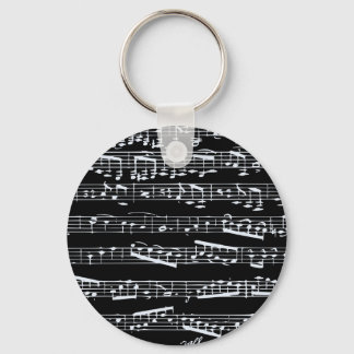 Chaveiro Notas de música em preto e branco