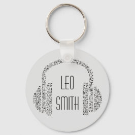 Chaveiro Notas de música fones de ouvido DJ modernos