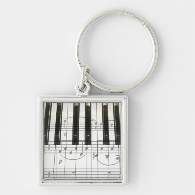 Chaveiro Notas do teclado e da música de piano (Frente)