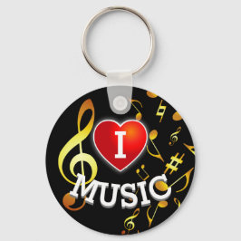 Chaveiro (NOTAS DOURADAS) I Love (Heart) Music (Heart)