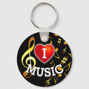 Chaveiro (NOTAS DOURADAS) I Love (Heart) Music (Heart)