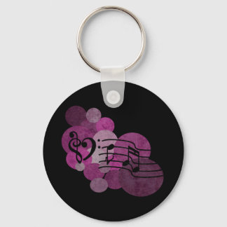 Chaveiro Notas e bolinhas de música - cor-de-rosa