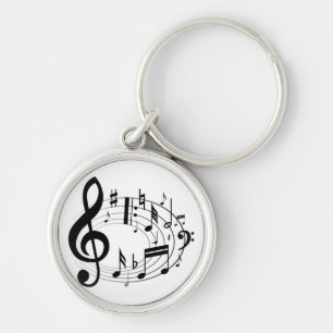 Chaveiro Notas musicais pretas na forma oval