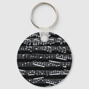 Chaveiro Notas preto e branco da música