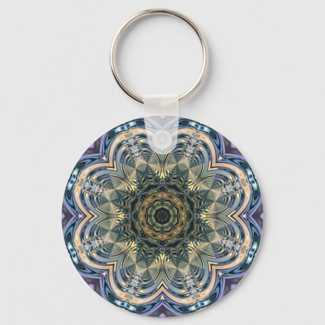 Chaveiro Nova Era Boêmia Yoga Azul Roxo Mandala (Frente)