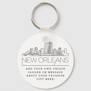 Chaveiro Nova Orleans Estilizada Skyline   Slogan Personali