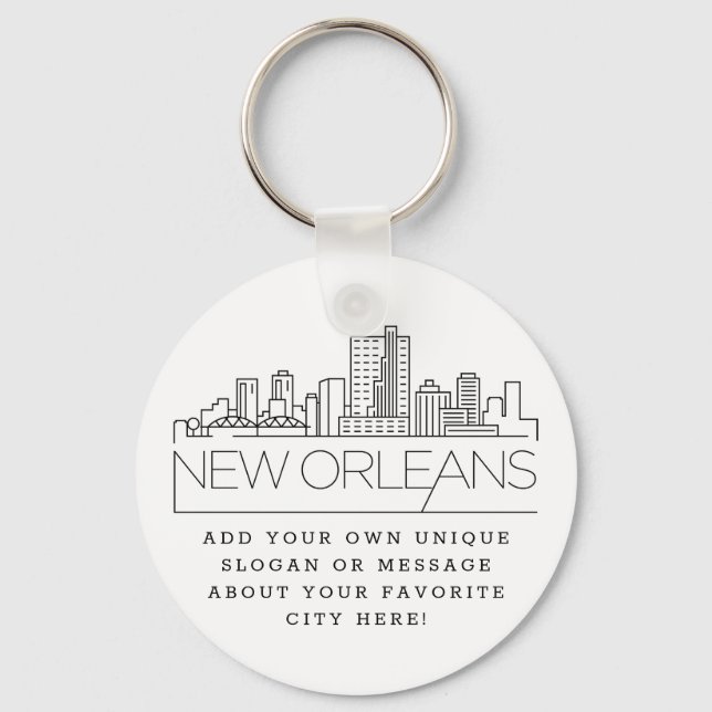 Chaveiro Nova Orleans Estilizada Skyline | Slogan Personali (Frente)