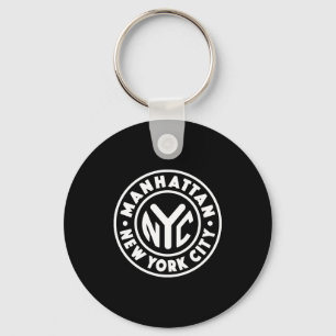 Chaveiro Nova York Vintage Círculo Manhattan Branco