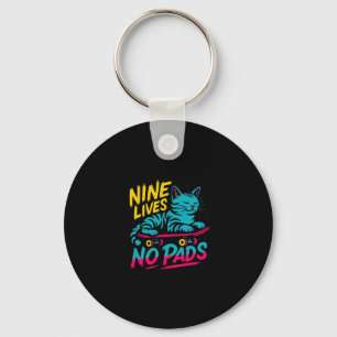 Chaveiro Nove Vidas Sem Almofadas Gato Skateboard Divertido