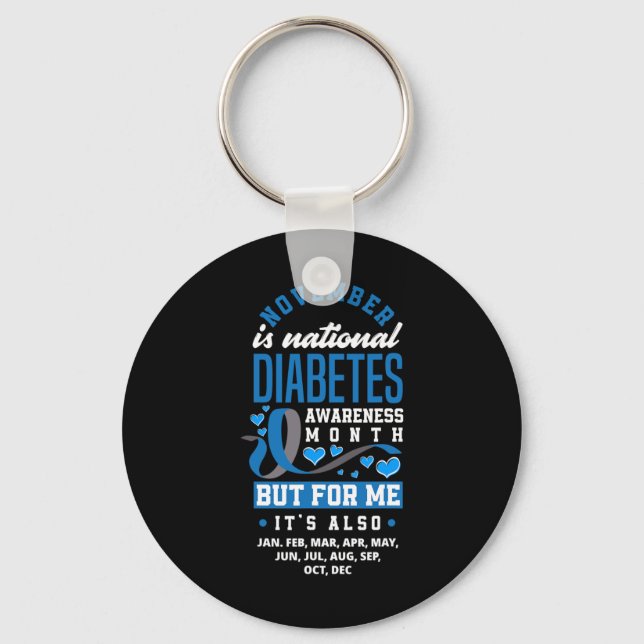 Chaveiro Novembro é consciência nacional da diabetes mês T1 (Frente)