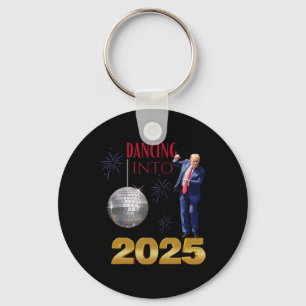 Chaveiro Novo Ano de Trump Dançando 2025 Mega Funny Party C