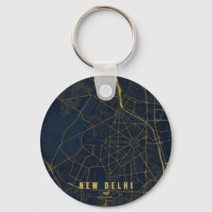 Chaveiro Novo Mapa da Cidade de Nova Deli & Texto Personali