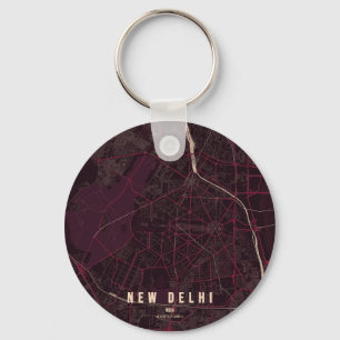 Chaveiro Novo Mapa da Cidade de Nova Deli & Texto Personali