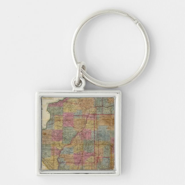 Chaveiro Novo mapa setorial do Estado de Illinois 2 (Frente)