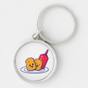 Chaveiro Nuggets Fofos Sorriso Com Molho Cartoon 