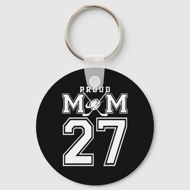 Chaveiro Number 27 Custom Proud Hockey Mom Personalized For (Frente)