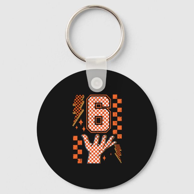 Chaveiro Number 6 Matching 67 Meme Checkered Halloween Cost (Frente)